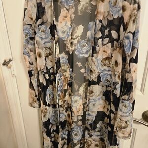 Floral Sheer Long Cardigan